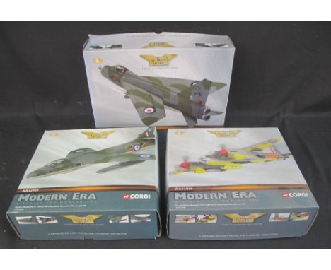 Three Corgi 'The Aviation Archive' 1:72 scale 'Modern Era - Birth of the Modern Era' diecast models, AA32707 Hawker Hunter FR