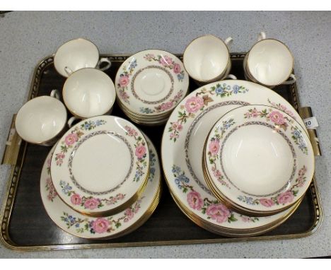 Royal Worcester rose decorated part dinner and tea set