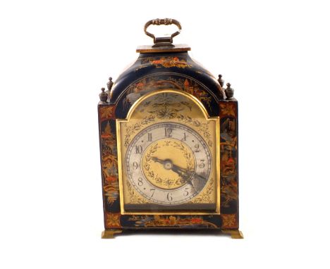 A blue chinoiserie bracket clock with Swiss movement