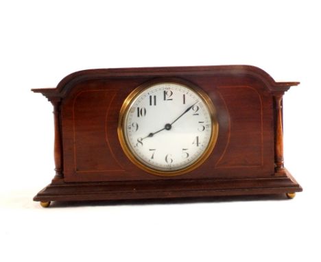 An Edwardian inlaid mahogany mantel clock
