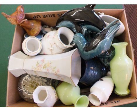 Various Poole animals plus other china and glass
