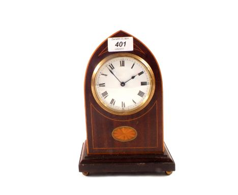 An Edwardian inlaid mahogany mantel clock