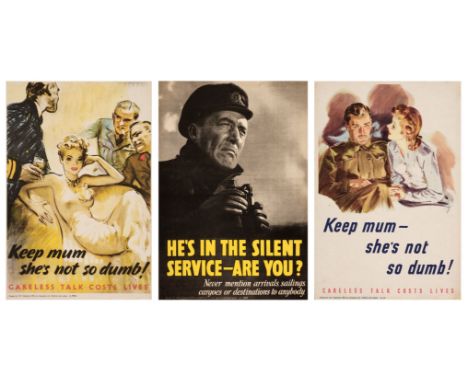 * World War II Posters. A collection of WWII posters including 'Careless Talk Costs Lives', circa 1941, 13 colour lithographs