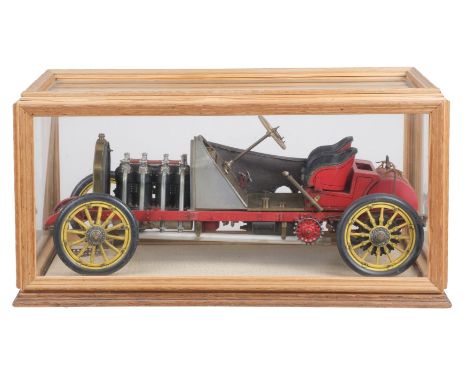 * Fiat. A rare Pocher 1/8 scale model of the 1907 Grand Prix FIAT racing car, displayed in bespoke wood and glass display cab