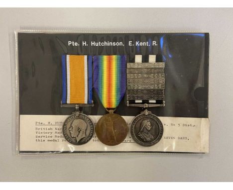 * Three: Private H. Hutchinson, East Kent RegimentBritish War and Victory Medals (G-29165 Pte. H. Hutchinson. E. Kent R.), Se