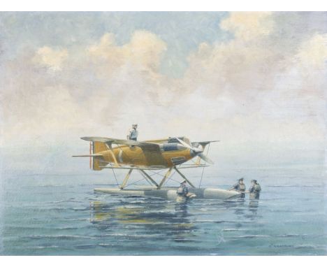 * Bradbury (Charles). Gloster IV [Schneider Trophy] 1927, oil on artists board, signed lower right, scratches to the lower ce