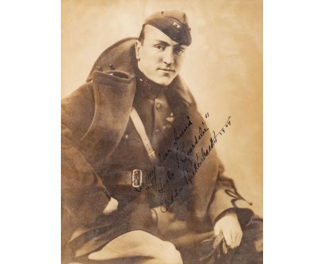 * Rickenbacker (Eddie, 1890-1973). A black and white portrait photograph of the recipient in USAAF uniform, inscribed and sig