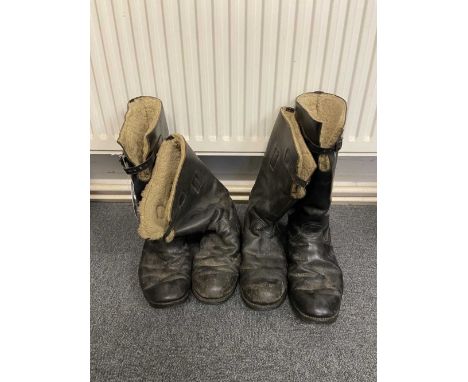 * Flying Boots. Two pairs of RAF 1936 pattern flying boots, black leather, sheepskin lined, one pair with 'Good Year' soles, 