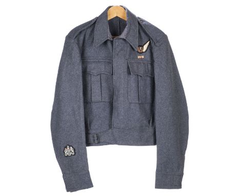 * Aircrew Blouse. A WWII RAF aircrew blouse dated 1943, tailors label for Siddall Bross &amp; Co Ltd 1943, Size No 16, blue c