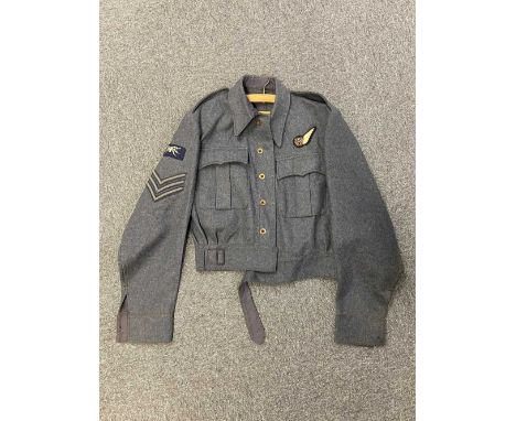 * Aircrew Blouse. A WWII RAF aircrew blouse dated 1943, tailors label for M &amp; N Horne Ltd 1943, Size No 16, blue cloth, S