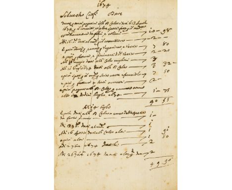 Italian account book.- Account Book, manuscript in Italian, c. 80pp., last 2fff. small tears slightly affecting text, slightl