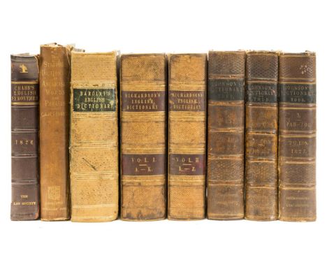 Dictionaries.- Johnson (Samuel) A Dictionary of the English Language, 3 vol., second edition, engraved portrait frontispiece,