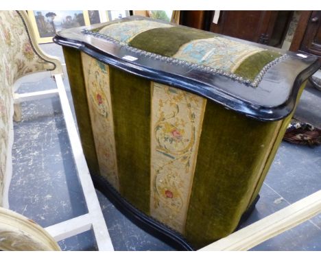 A 19TH.C.TALL SERPENTINE FRONT OTTOMAN WITH TAPESTRY UPHOLSTERY. 70cms WIDE