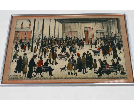 A colour lithograph on paper titled 'Punch & Judy' after L.S. Lowry (1887-1976) produced by Baynard Press for School Prints L