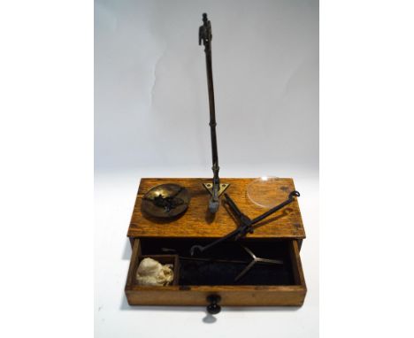 A 19th century set of apothecary scales in oak case