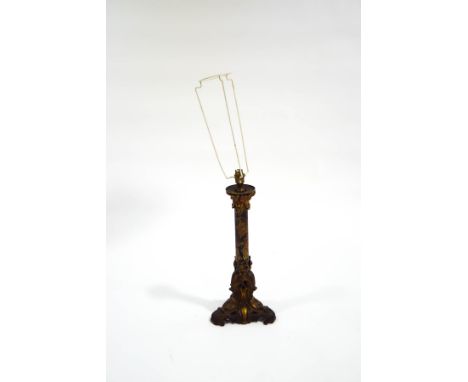 A Regency style painted metal and gilt metal mounted table lamp on rocaille base, 52cm high