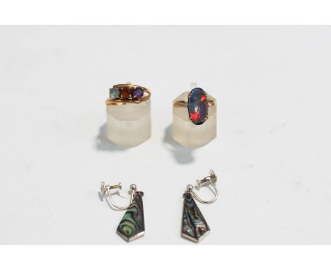 A 14ct gold and opal doublet and other jewellery