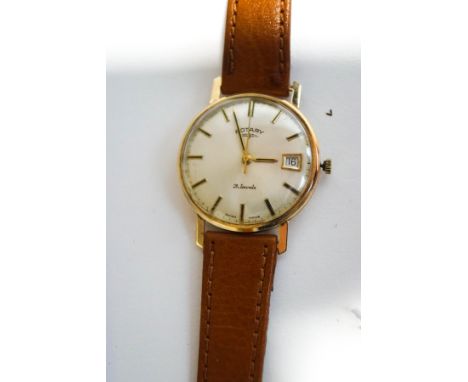 Rotary, a 9 carat gold gentleman's wrist watch, the circular white dial with gilt black batons, hands and gilt sweep seconds,