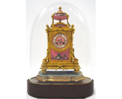 A 19th century French ormolu and porcelain mantel clock by Japy Freres, c.1860s, with eight day movement, the case with Class