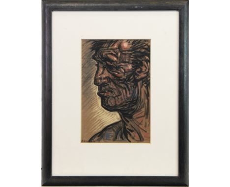 * PETER HOWSON OBE (SCOTTISH b 1958), MALE HEAD pastel on paper, signed 30cm x 20cm Mounted, framed and under glass