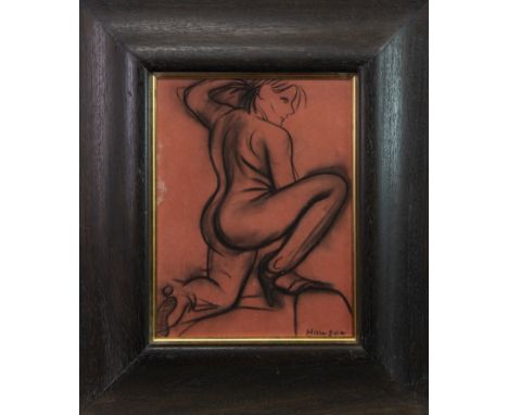 * PETER HOWSON OBE (SCOTTISH b 1958), STILETTOS charcoal on red paper, signed 32cm x 25cm Framed and under glass