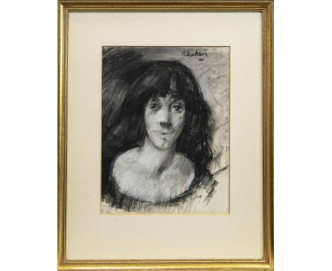 * JAMES DOWNIE ROBERTSON MBE RSA RGI RSW (SCOTTISH 1931 - 2010), PORTRAIT OF A LADY mixed media, signed and dated '60 31cm x 