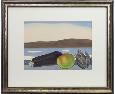 * BET LOW RSW ARSA RGI DLITT (SCOTTISH 1924 - 2007), STILL LIFE, FARA SUNSET, ORKNEY watercolour on paper, signed 25cm x 36cm