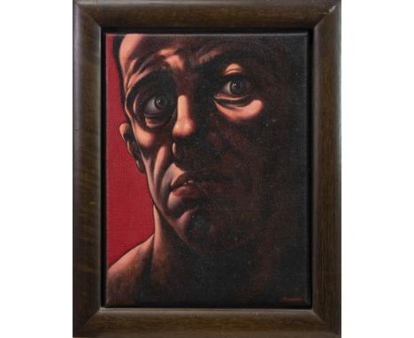 * PETER HOWSON OBE (SCOTTISH b 1958), MAN IN TERROR oil on canvas, signed 30cm x 23cm Framed.