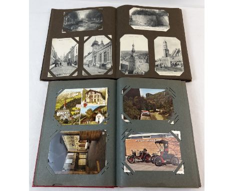 2 vintage postcard albums containing a collection of vintage and Edwardian French postcards. Mostly holiday destinations, Fre
