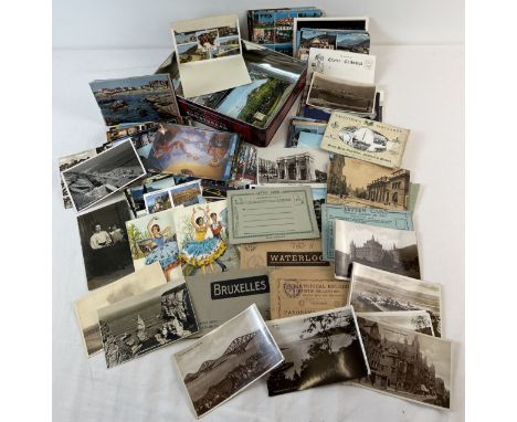 A collection of vintage and antique postcards. To include holiday destinations, booklet collections for Battle Of Waterloo an