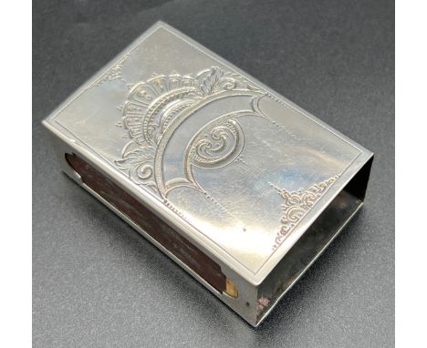 A vintage Art Nouveau style Dutch silver match box holder with floral detail to both sides and empty cartouche. Dutch sword m