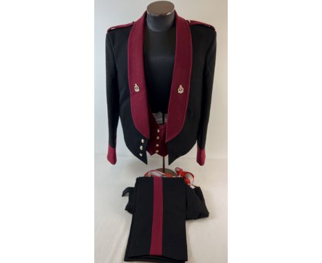 An Army Royal Medical Corps officers dress uniform by Goodalls Tailors Mess Kit. Comprising: trousers with braces, waistcoat 
