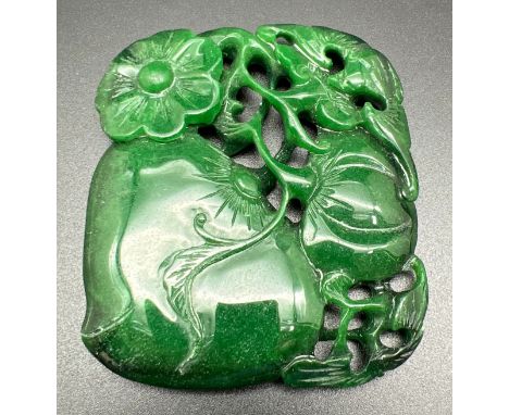 Estate Antique Chinese Carved natural Green Jadeite selling Jade Pendant 19.7g