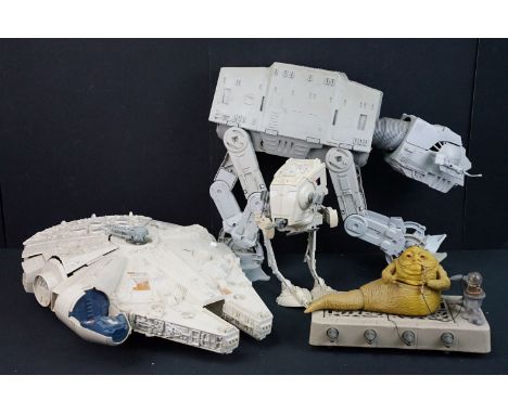 Star Wars - Collection of original Star Wars vehicles and part sets to include AT-AT, Scout Walker, Millennium Falcon and Jab