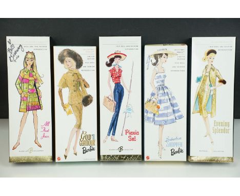 Barbie - Five boxed ltd edn Mattel Barbie Collector's Request Fashion Dolls to include 3 x Gold Label examples featuring G889