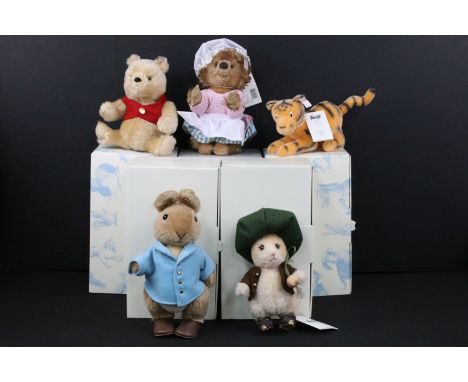 Steiff - Four boxed ltd edn Steiff teddy bears to include No. 690259 Beatrix Potter's Mrs Tiggy-Winkle (With ltd edn COA No. 