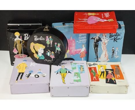 Barbie - Eight original Mattel Barbie Collector's Cases to include Francie And Skipper Doll Trunk, Barbie Ponytail Doll Case 