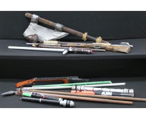Star Wars - Collection of Star Wars homemade/bought toy and prop weapons featuring Star Wars Gamorrean Guard Axe, Star Wars T