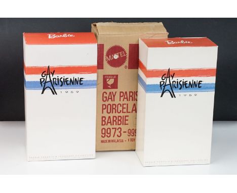 Barbie - Two boxed ltd edn Mattel Barbie Porcelain Treasures Collection Gay Parisienne 1959 Fashion Dolls, Model No. 9973, bo