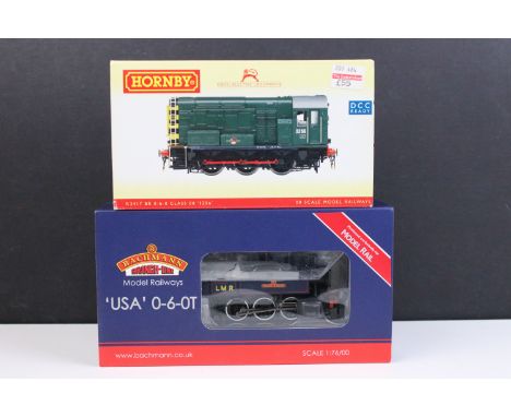 Two boxed OO gauge locomotives to include Bachmann MR-105 USA Class 0-6-0T 300 Frank S Ross LMR blue produced exclusively for