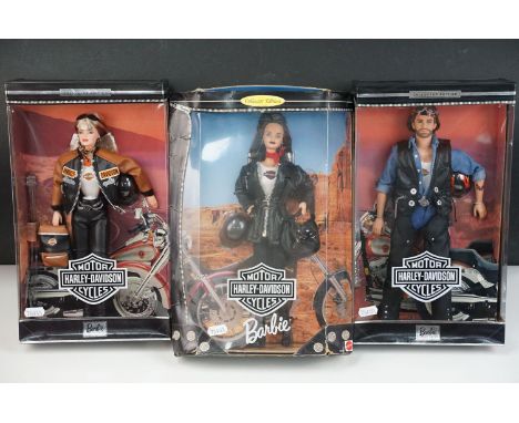 Barbie - Three boxed ltd edn Mattel Barbie Collector Edition Harley Davidson Fashion Dolls to include 25637 Harley-Davidson B