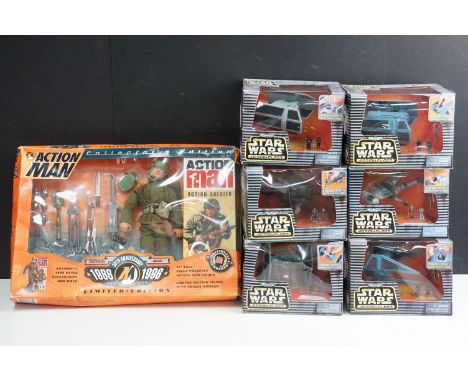 Star Wars - Six boxed Micro Machines Action Fleet sets to include B-Wing Starfighter, Darth Vader's Tie Fighter, Virago, Tie 