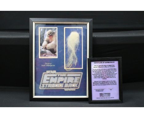 Star Wars - Two framed Star Wars set pieces featuring The Empire Strikes Back Prop Store Original Wampa Fur &amp; The Phantom