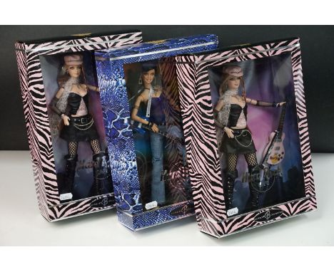 Barbie - Three boxed ltd edn Mattel Barbie Collector Hard Rock Café Fashion Dolls to include 2 x G7915 and 1 x J0963 Hard Roc
