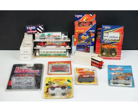 18 Boxed &amp; carded diecast models to include Corgi, Majorette, Matchbox etc featuring Mattel Hot Wheels 2506 Auburn 852 (o