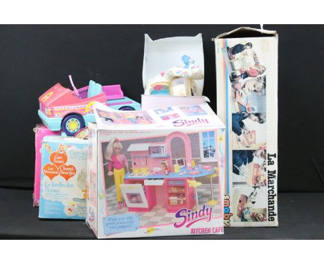 Quantity of doll related accessories to include boxed Palitoy Care Bears Care-a-lot Tantamore set, boxed Hasbro Sindy Kitchen