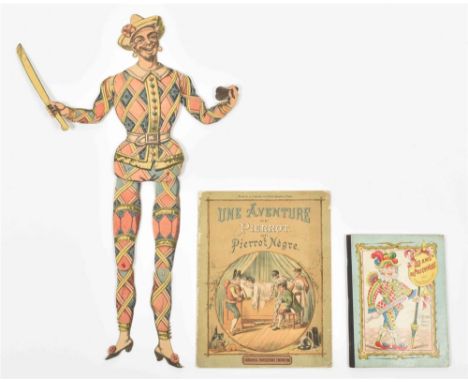 Paris, A. Capendu, (ca. 1890). 10 p. 8vo. Orig. col. ills. boards. 4 full-p. col. ills., each w. moveable parts operated by t