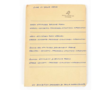 Works - Concepts - Processes - Situations - Information. Bern, Kunsthalle Bern, 1969. First edition featuring the legendary e