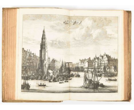 Amsterdam, widow A.D. Oossaan, 1693. 1st ed. 1 (of 2) vols. (2),529-1223,(39) p. 24 full-p./ double-p. plates w. views of Ams