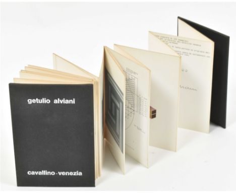 Venice/Rome, Cavallino Collezione Arte/ Sergio Tosi, 1967. Artists' book in leporello format. Hardcover with black cloth, 15.